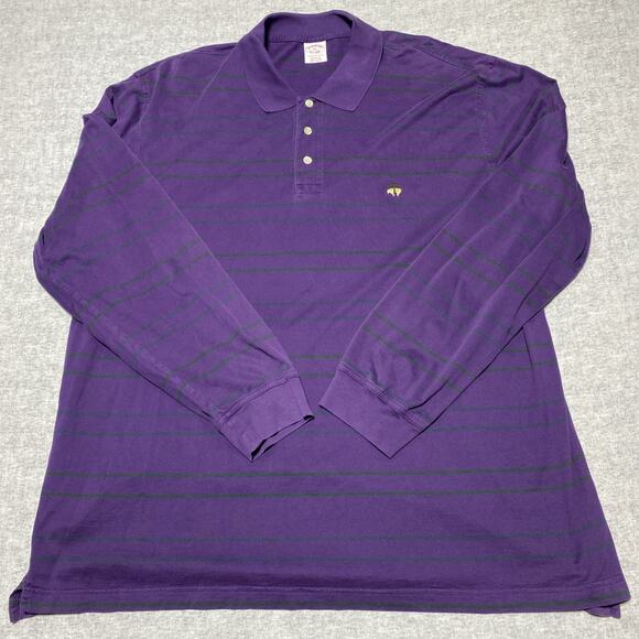 Brooks Brothers Shirt Mens XXL Purple Performance Polo Striped Preppy Old Money - Picture 1 of 10